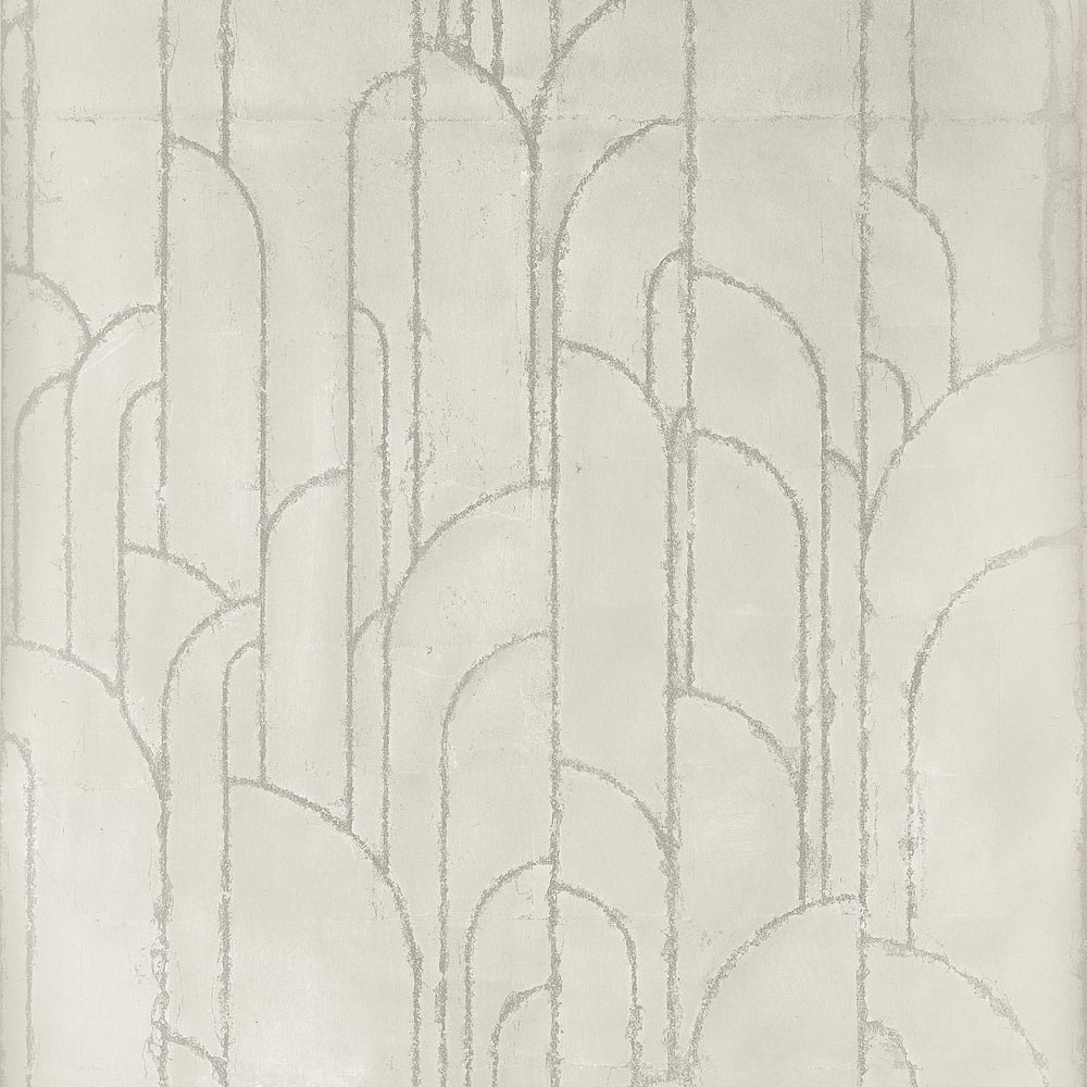 View Thibaut Wallpaper Item T24416 pattern name Deco Moon color name Gilver. 