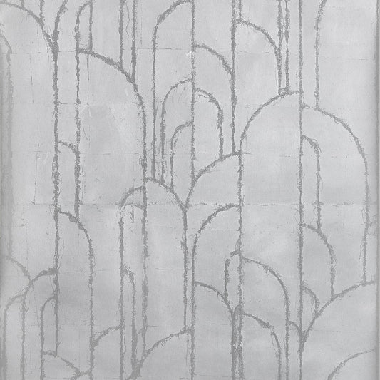 Find Thibaut Wallpaper SKU# T24417 pattern name Deco Moon color name Silver. 