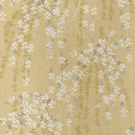 Shop Thibaut Wallpaper Item T24455 pattern name Weeping Blossom color name Gold. 