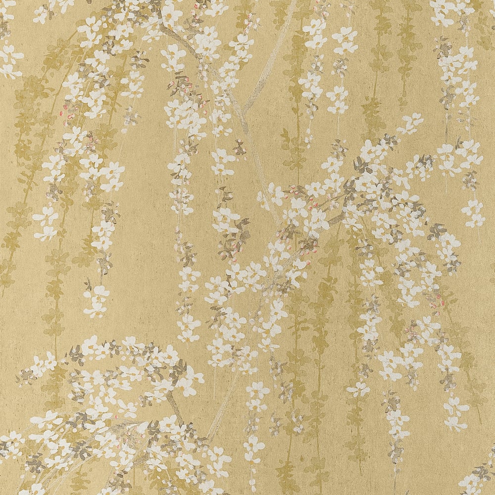 Shop Thibaut Wallpaper Item T24455 pattern name Weeping Blossom color name Gold. 