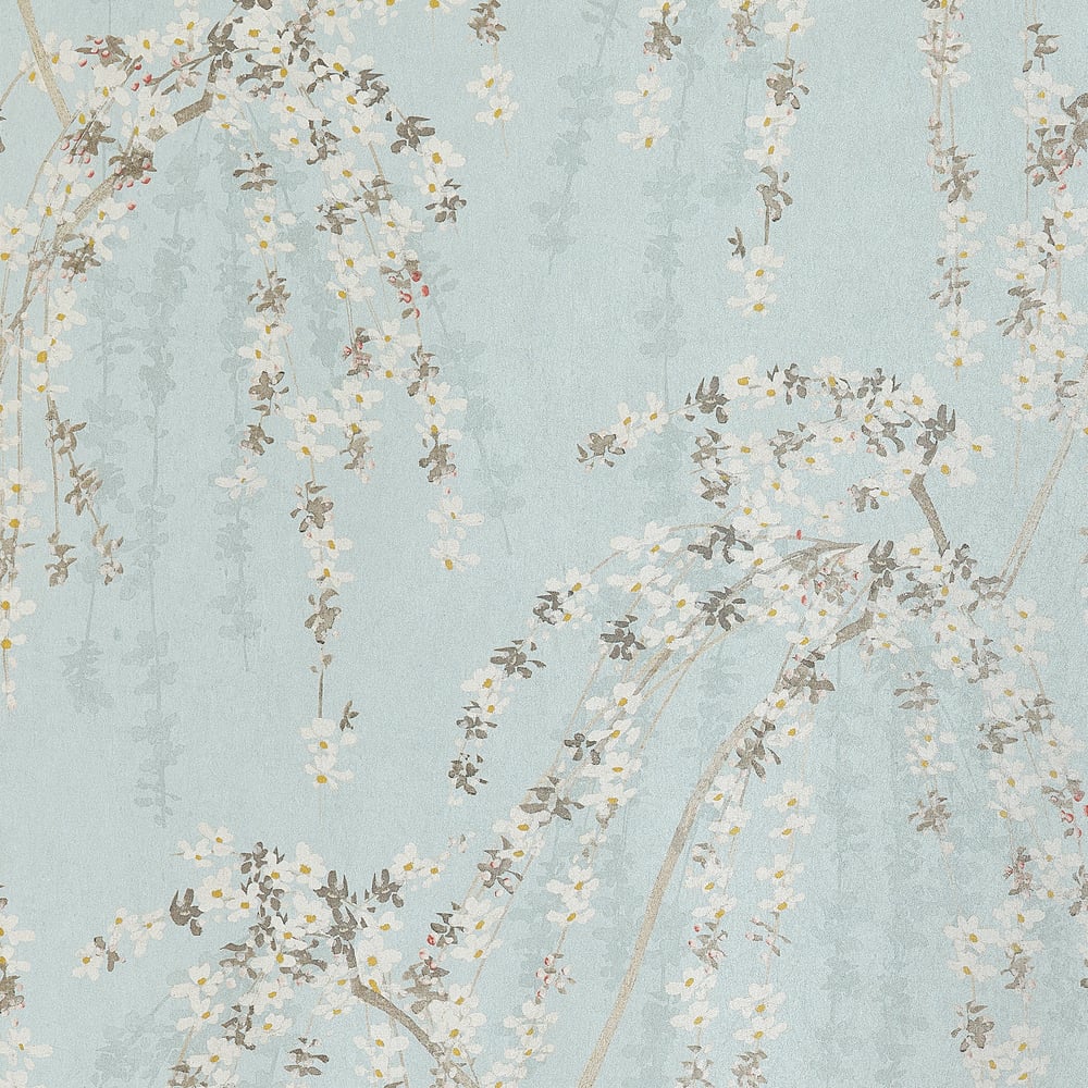 Select Thibaut Wallpaper SKU# T24456 pattern name Weeping Blossom color name Blue. 
