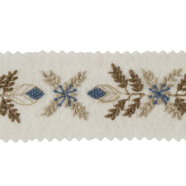 Sample T30731.515.0 Edelweiss Blue Heron Ivory Trim Fabric by Kravet Couture