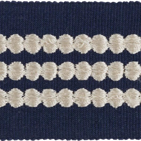 Sample T30735.551.0 Triple Dot Navy Dark Blue Trim Fabric by Kravet Design