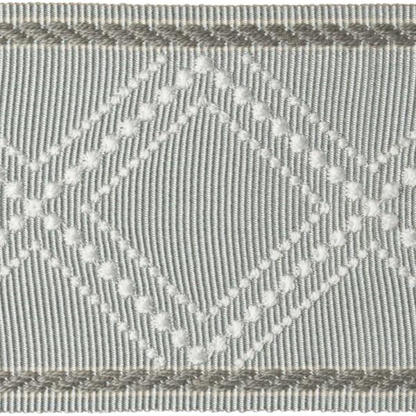 Sample T30744.115.0 Diamond Trellis Vapor Light Grey Trim Fabric by Kravet Design