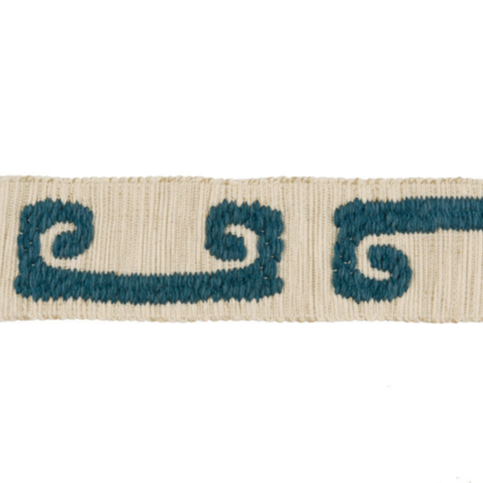 Sample T30751.355.0 Wonky Key Teal Teal Trim Fabric by Kravet Design