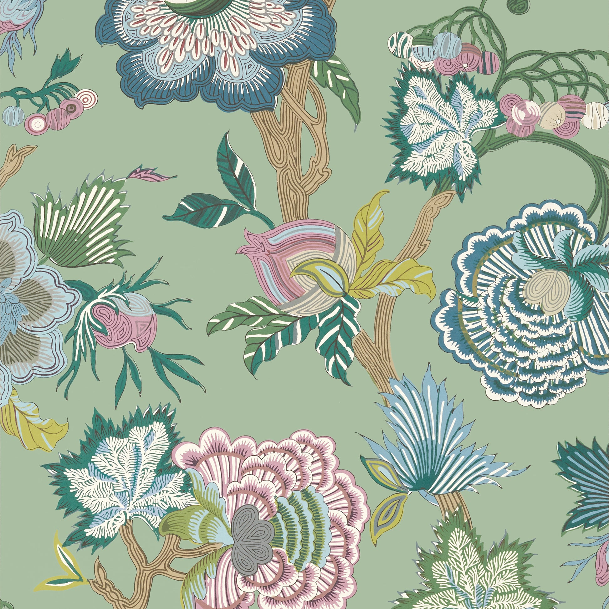Purchase a sample of T36416 Indienne Jacobean, Indienne by Thibaut Wallpaper