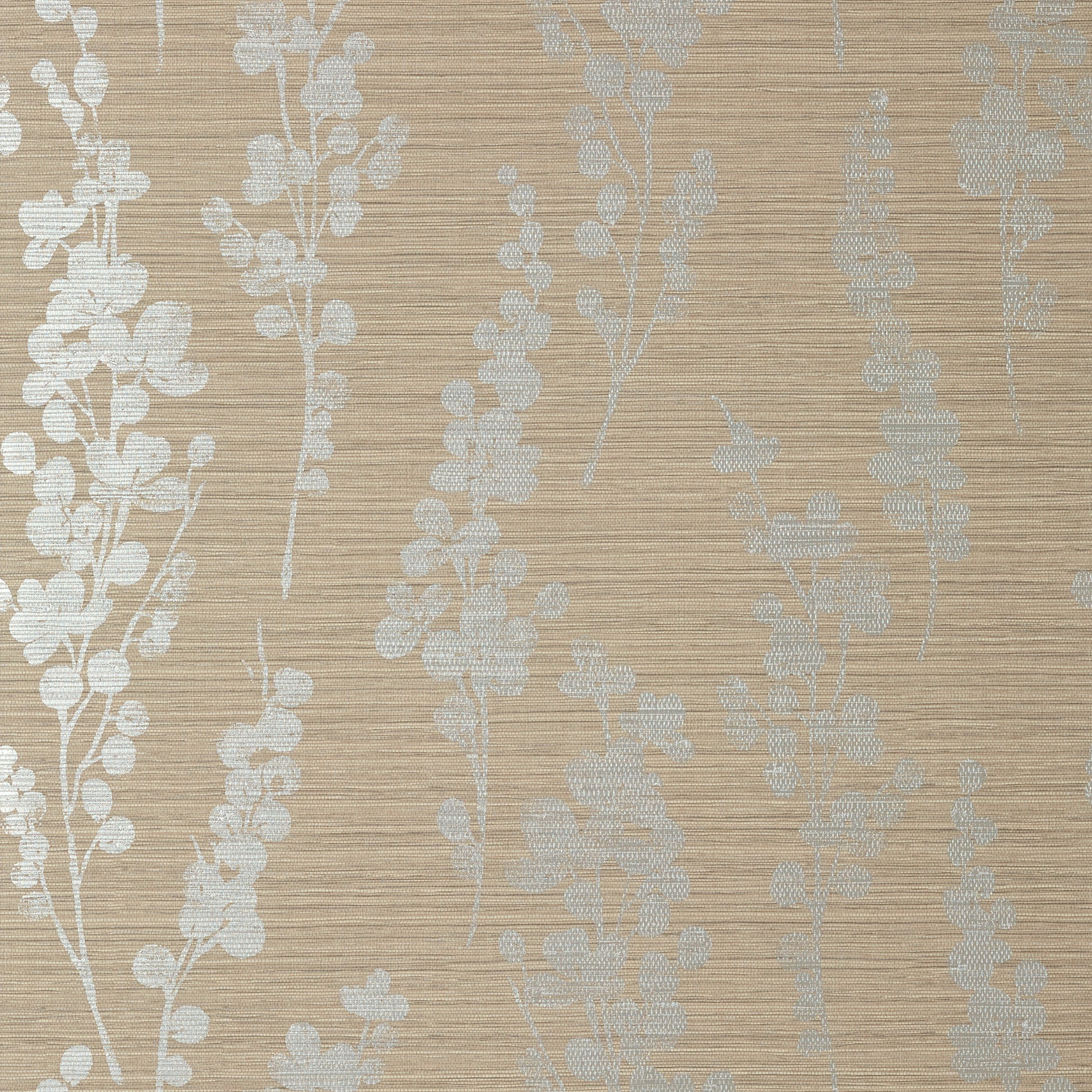 Purchase Thibaut Wallpaper Pattern number T41053 pattern name Spring Blooms color Metallic Silver on Taupe. 