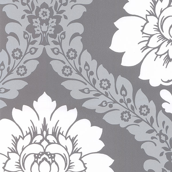 Purchase Tu27124 | Shades, Grey Damask - Norwall Wallpaper