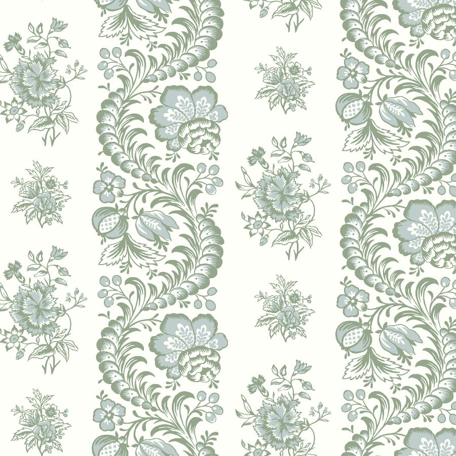 Purchase Vp1301 | Jardin, Beaumont Green Floral Stripe - Antonina Vella Wallpaper