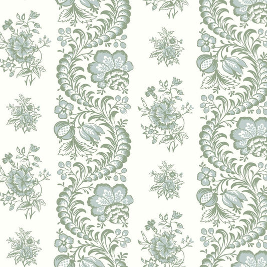 Purchase Vp1301 | Jardin, Beaumont Green Floral Stripe - Antonina Vella Wallpaper