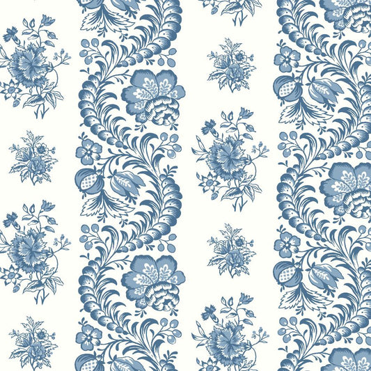 Purchase Vp1302 | Jardin, Beaumont Blue Floral Stripe - Antonina Vella Wallpaper