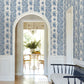 Purchase Vp1302 | Jardin, Beaumont Blue Floral Stripe - Antonina Vella Wallpaper