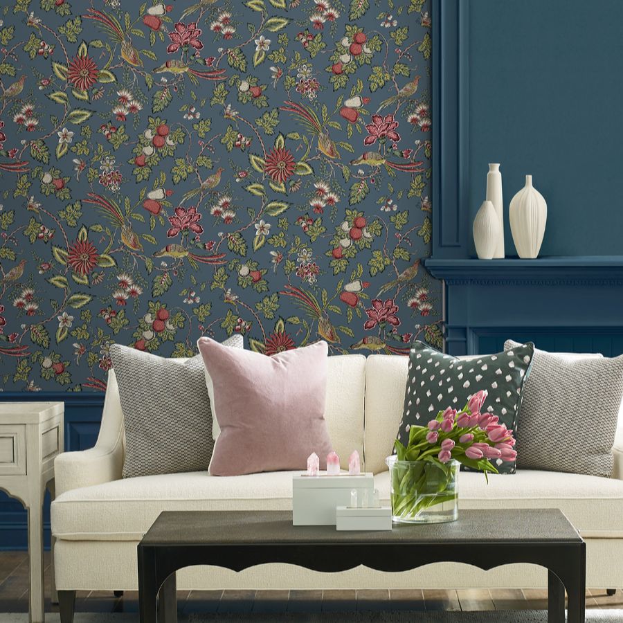 Purchase Vp1311 | Jardin, Parterre Indigo Jacobean - Antonina Vella Wallpaper
