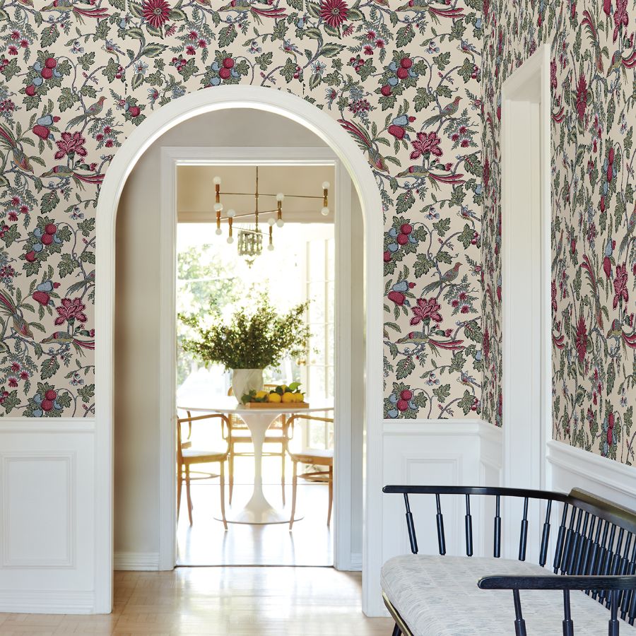 Purchase Vp1312 | Jardin, Parterre Raspberry Jacobean - Antonina Vella Wallpaper