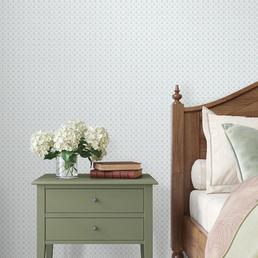 Purchase Vp1331 | Jardin, Priti Light Blue Floral Grid - Antonina Vella Wallpaper
