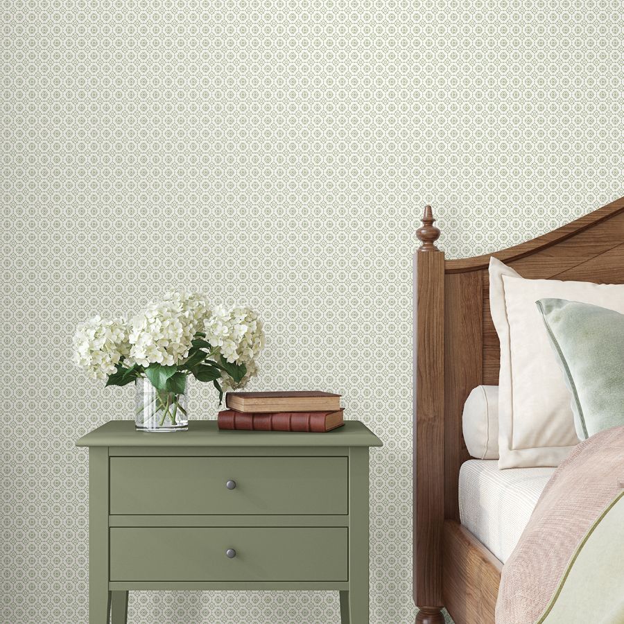 Purchase Vp1332 | Jardin, Priti Sage Floral Grid - Antonina Vella Wallpaper