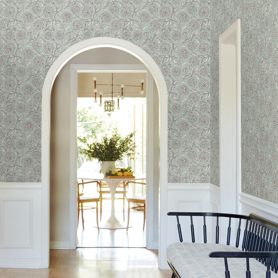 Purchase Vp1361 | Jardin, Chatsworth Garden Sky Blue Floral Trail - Antonina Vella Wallpaper
