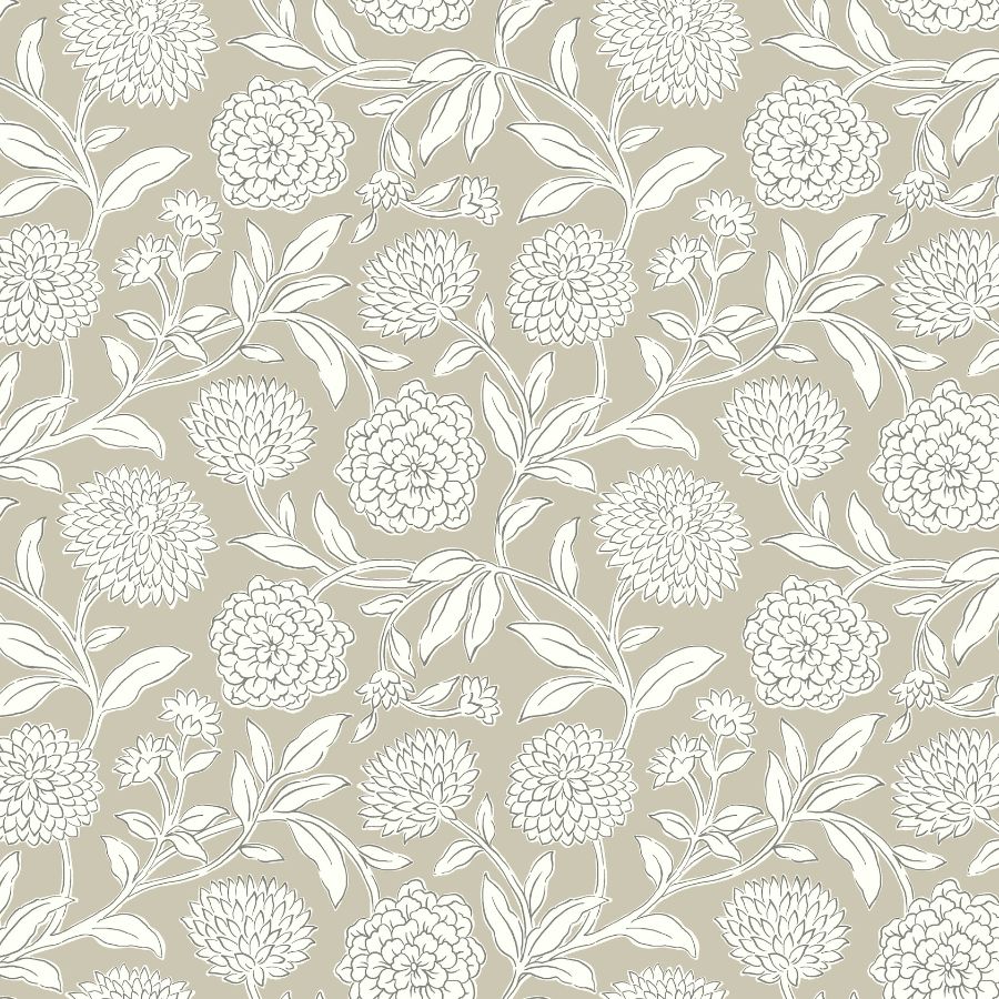 Purchase Vp1363 | Jardin, Chatsworth Garden Taupe Floral Trail - Antonina Vella Wallpaper