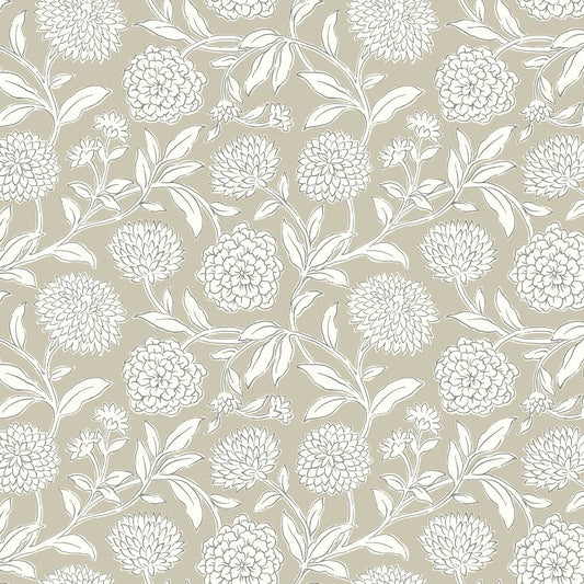 Purchase Vp1363 | Jardin, Chatsworth Garden Taupe Floral Trail - Antonina Vella Wallpaper