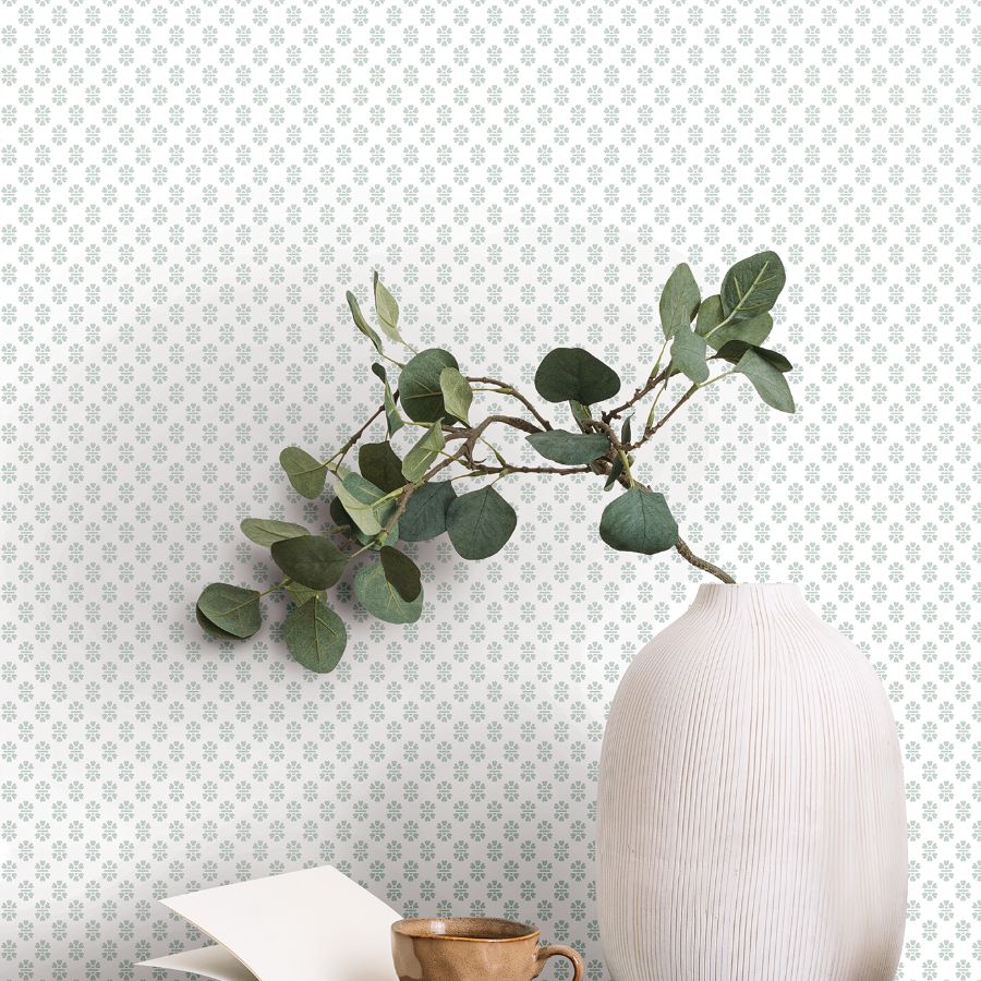 Purchase Vp1391 | Jardin, Brioni Light Blue Floral Stamp - Antonina Vella Wallpaper