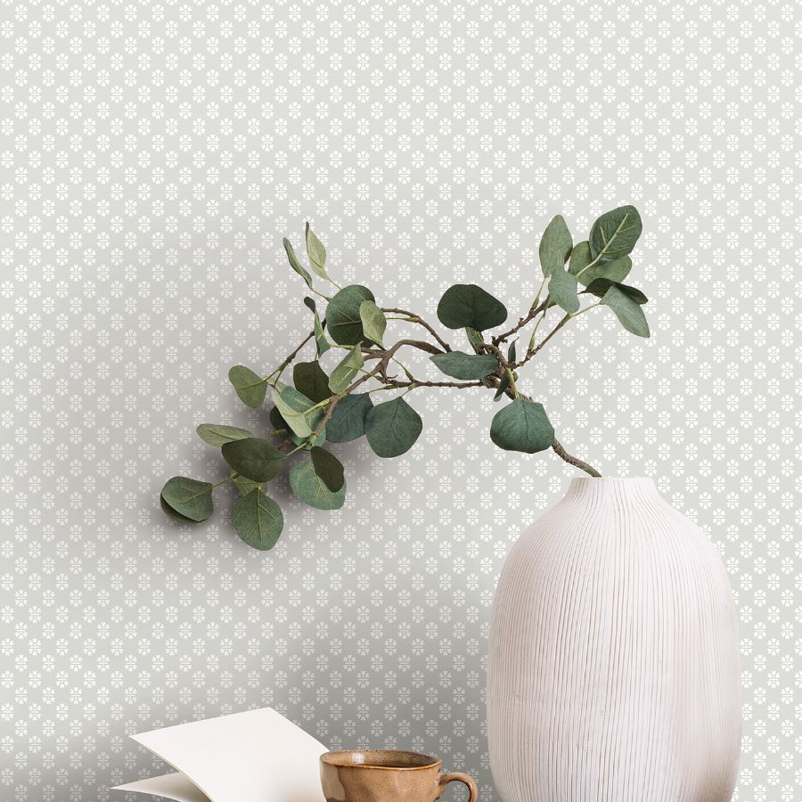 Purchase Vp1395 | Jardin, Brioni Grey Floral Stamp - Antonina Vella Wallpaper