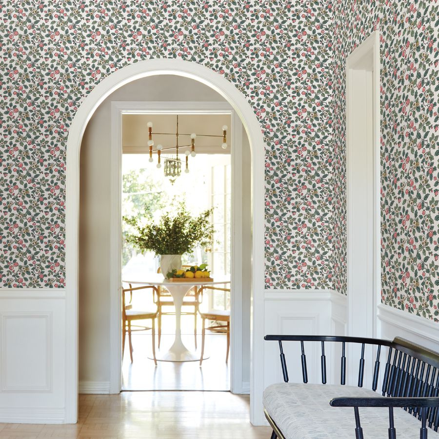 Purchase Vp1412 | Jardin, Framboise Pink Berry Vines - Antonina Vella Wallpaper