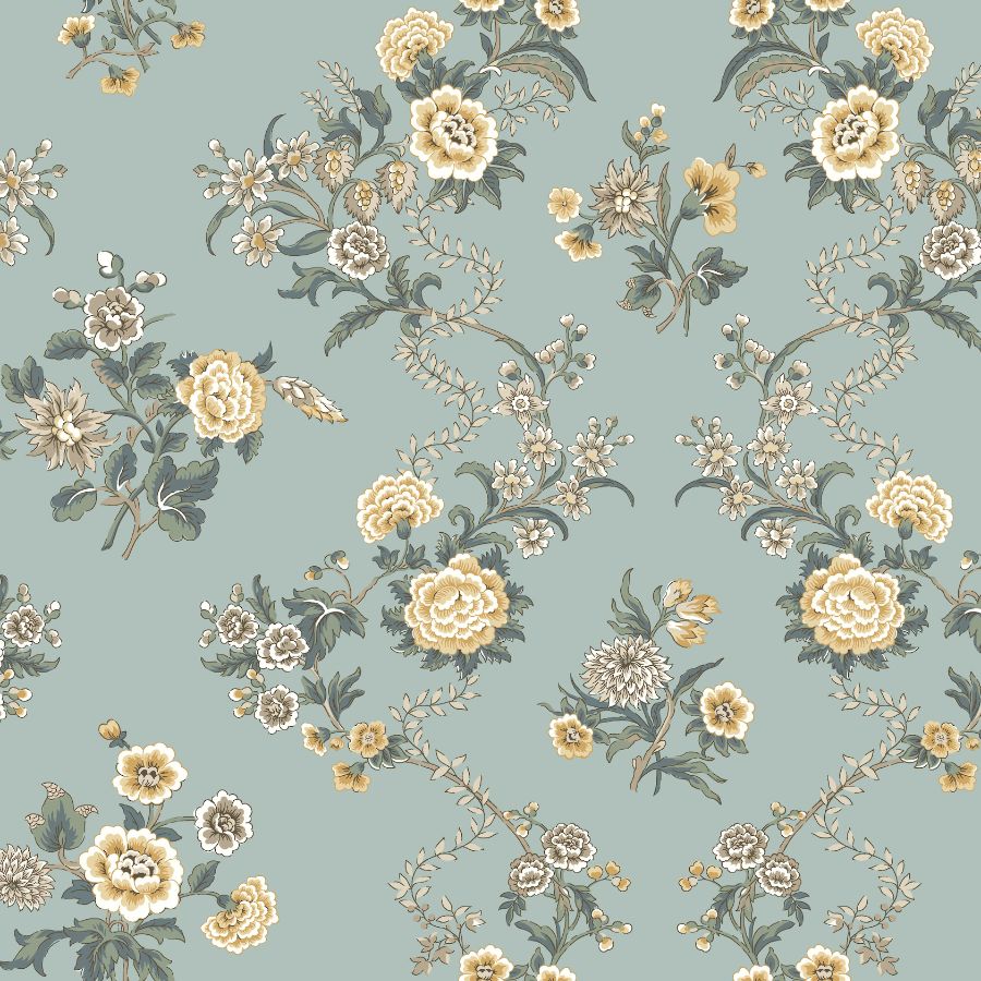 Purchase Vp1422 | Jardin, Genevieve Harbor Blue Floral Trail - Antonina Vella Wallpaper