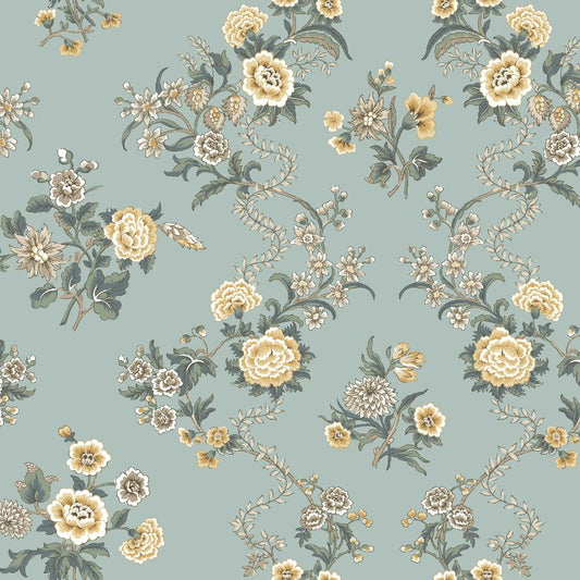 Purchase Vp1422 | Jardin, Genevieve Harbor Blue Floral Trail - Antonina Vella Wallpaper