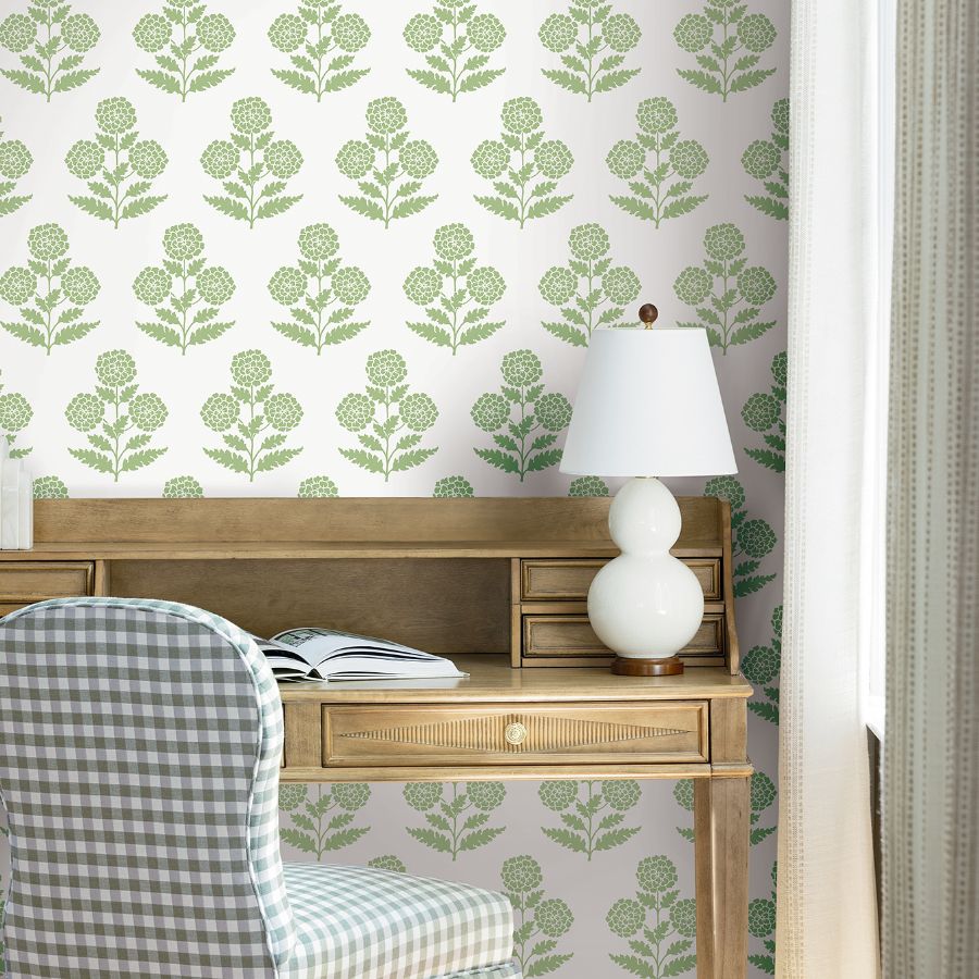 Purchase Vp1436 | Jardin, Souci Green Marigolds - Antonina Vella Wallpaper