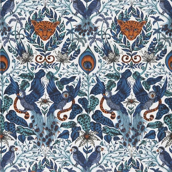 Sample W0098/01 Amazon Blue Animals Clarke And Clarke Wallpaper