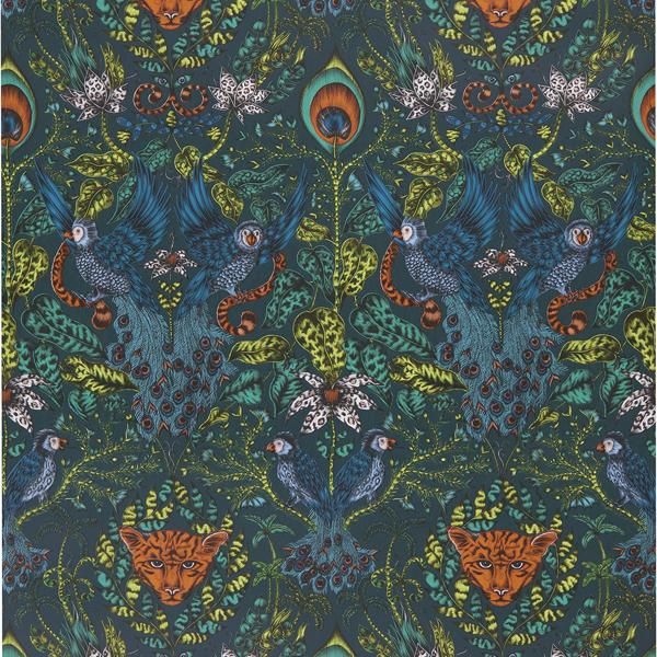 Sample W0098/03 Amazon Blue Animals Clarke And Clarke Wallpaper