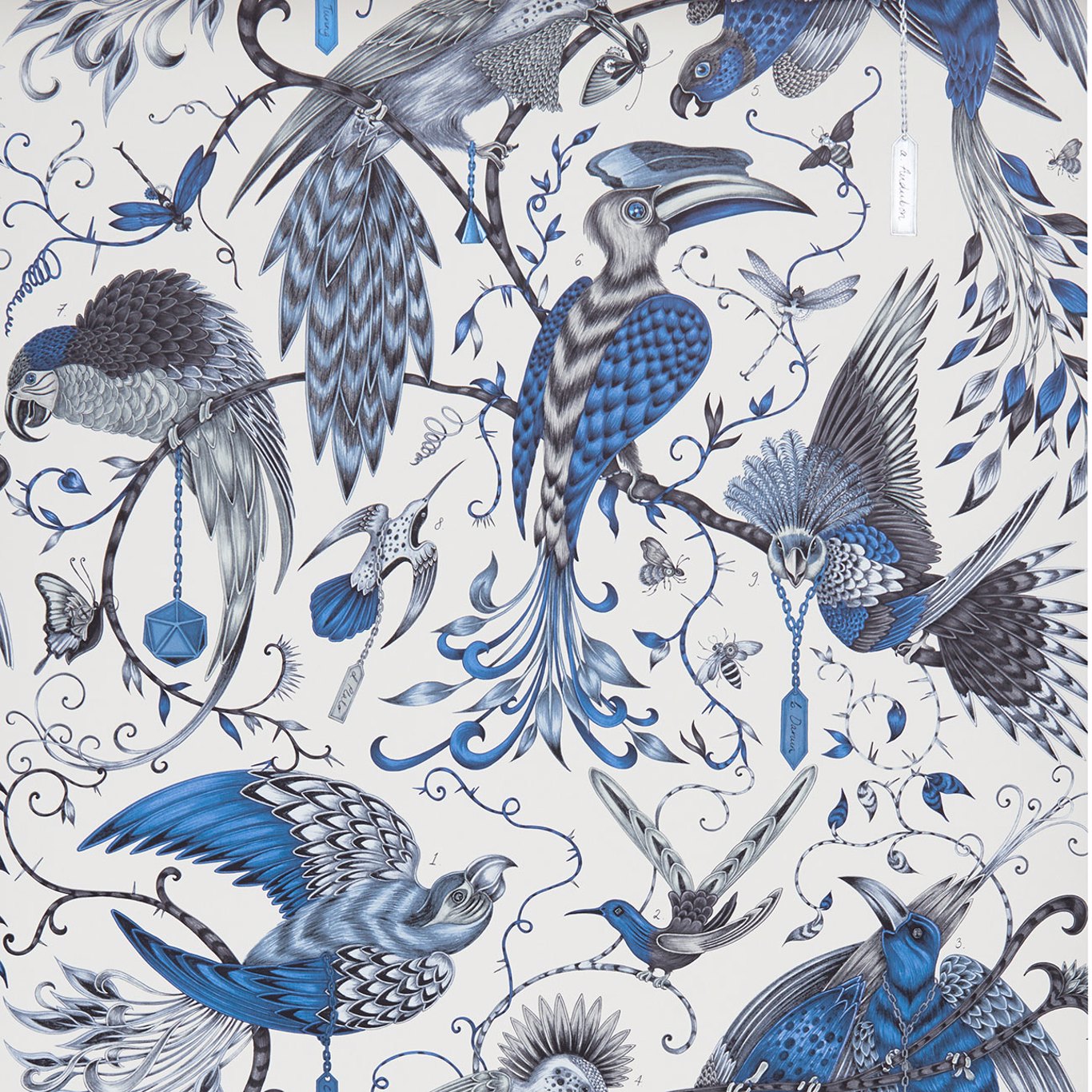 W0099/01 | Audubon Blue Animals - Clarke And Clarke Wallpaper