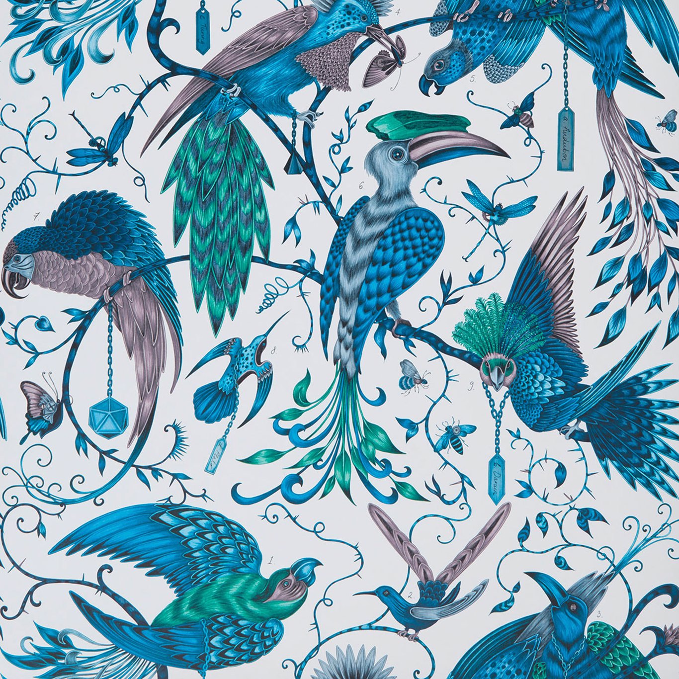 W0099/03 | Audubon Green Animals - Clarke And Clarke Wallpaper