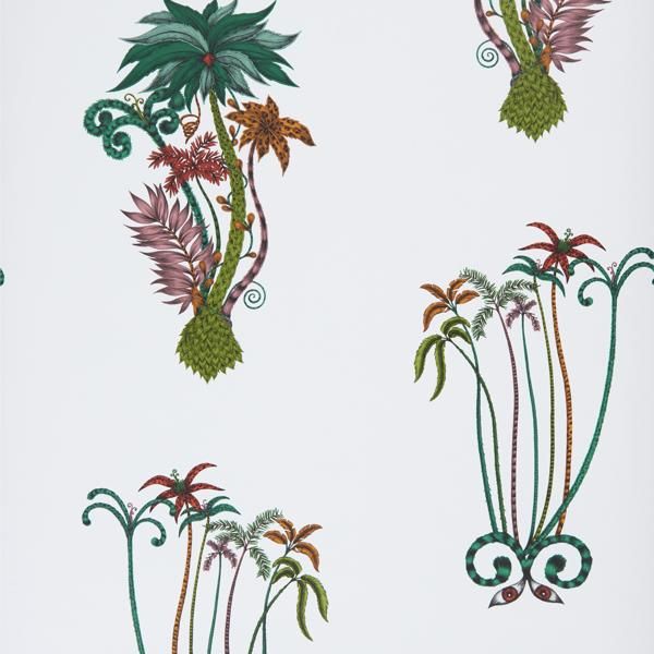 Sample W0101/02 Jungle Palms Green Botanical Clarke And Clarke Wallpaper