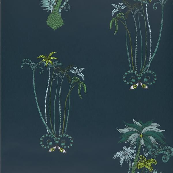 Sample W0101/03 Jungle Palms Blue Botanical Clarke And Clarke Wallpaper