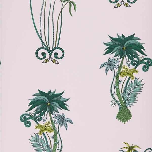 Sample W0101/04 Jungle Palms Pink Botanical Clarke And Clarke Wallpaper