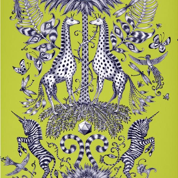 Sample W0102/03 Kruger Green Animals Clarke And Clarke Wallpaper