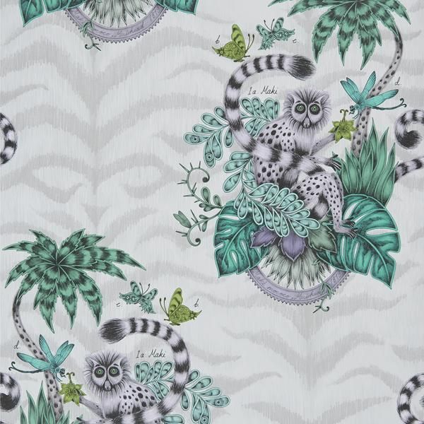 W0103/01 Lemur Green Animals Clarke And Clarke Wallpaper