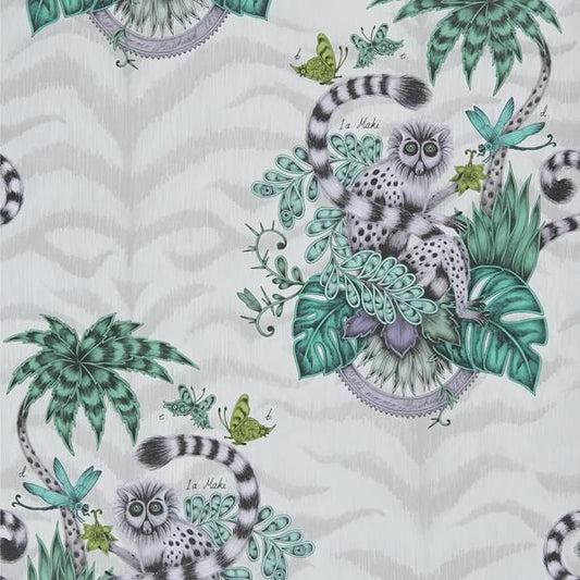 W0103/01 Lemur Green Animals Clarke And Clarke Wallpaper