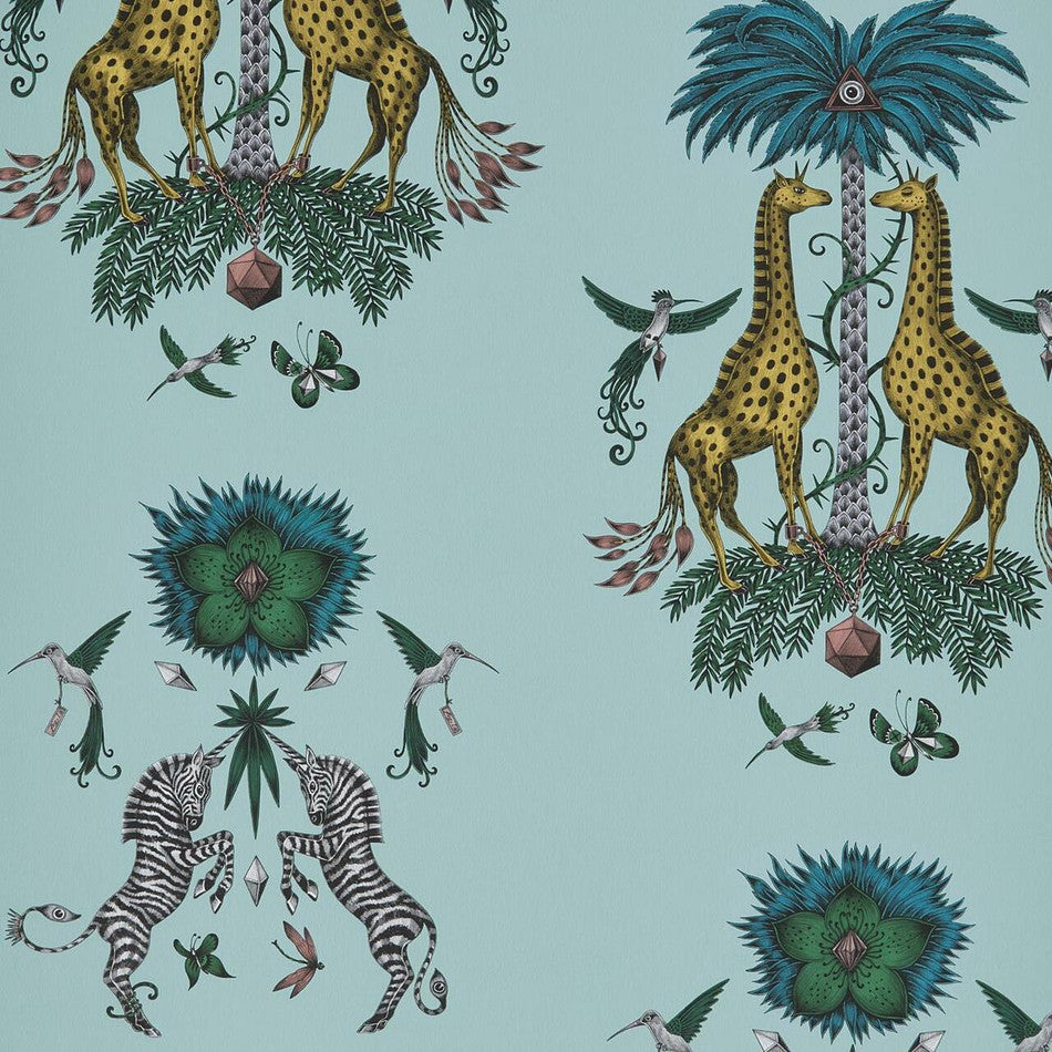 Sample W0114/04 Creatura Blue Animal/Insect Clarke And Clarke Wallpaper