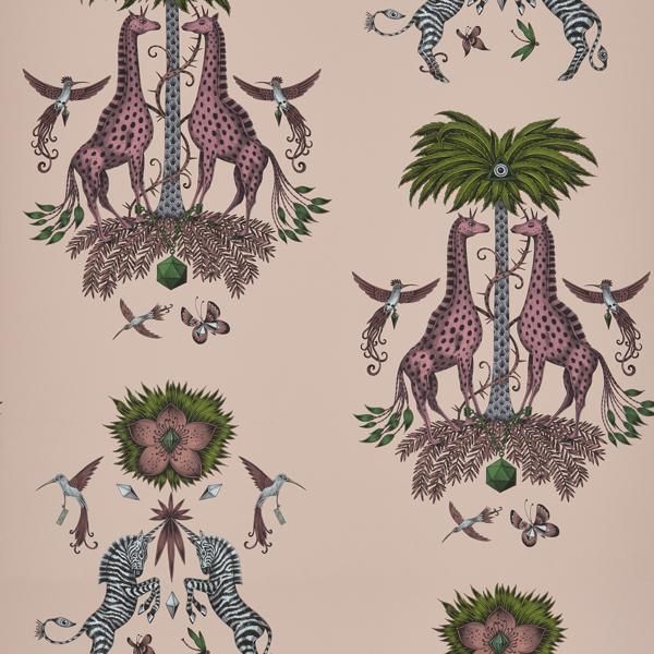Sample W0114/02 Creatura Pink Animal/Insect Clarke And Clarke Wallpaper