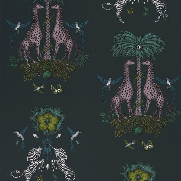 Sample W0114/03 Creatura Green Animal/Insect Clarke And Clarke Wallpaper