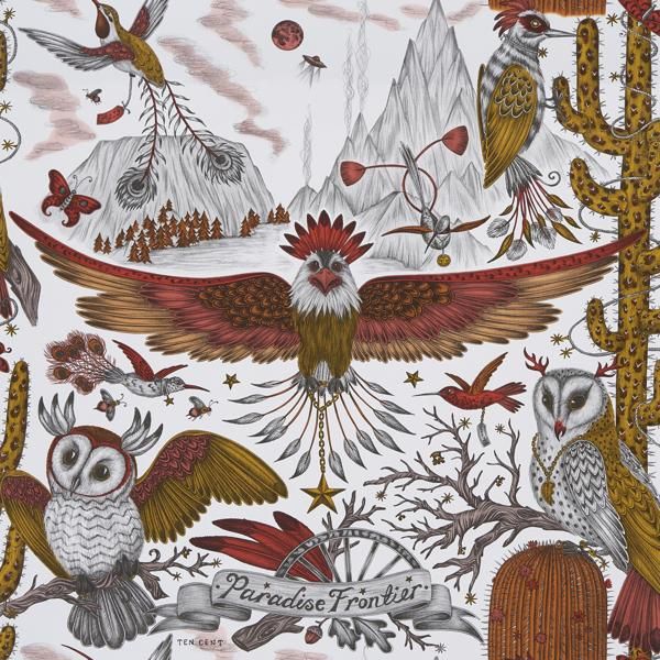 Sample W0116/02 Frontier Yellow Animal/Insect Clarke And Clarke Wallpaper