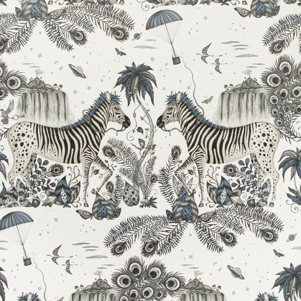 Sample W0117/01 Lost World Blue Animal/Insect Clarke And Clarke Wallpaper