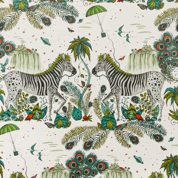 Sample W0117/02 Lost World Green Animal/Insect Clarke And Clarke Wallpaper