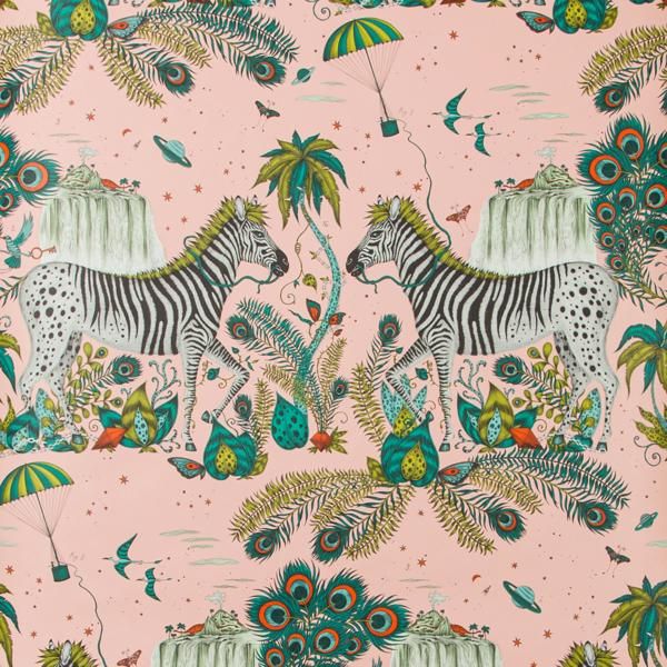 Sample W0117/04 Lost World Pink Animal/Insect Clarke And Clarke Wallpaper