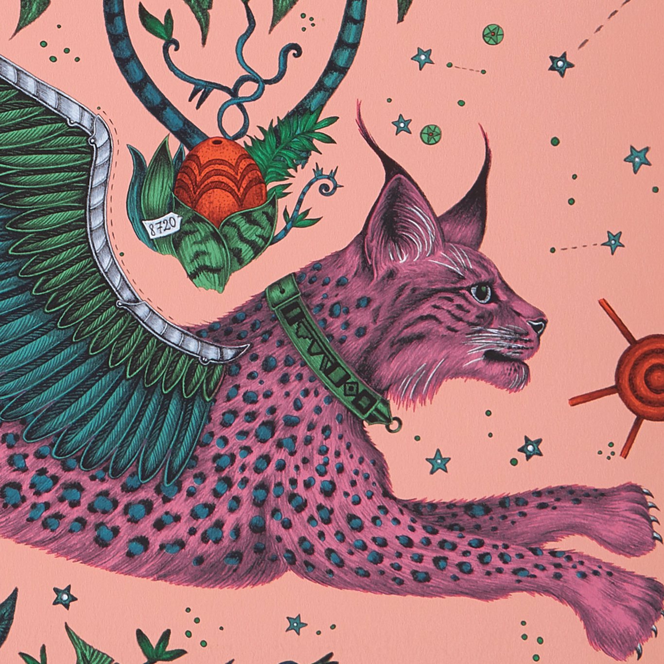 Sample W0118/01 Lynx Pink Animal/Insect Clarke And Clarke Wallpaper