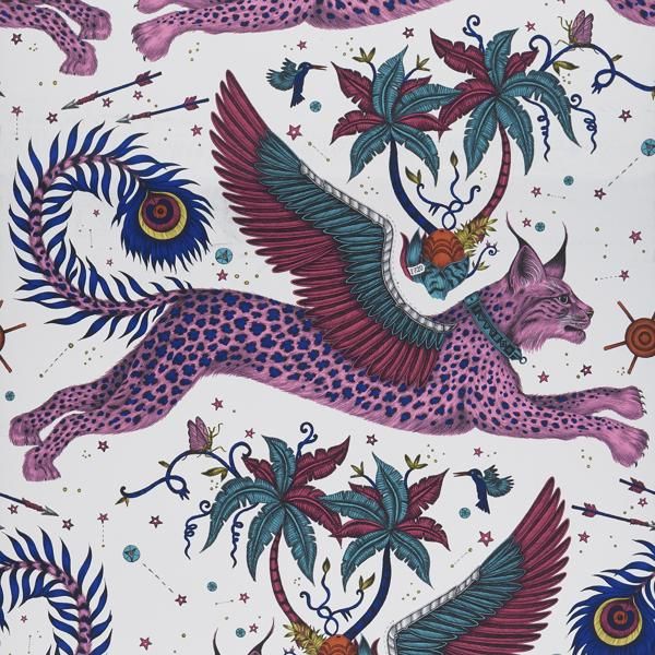 Sample W0118/03 Lynx Red Animal/Insect Clarke And Clarke Wallpaper