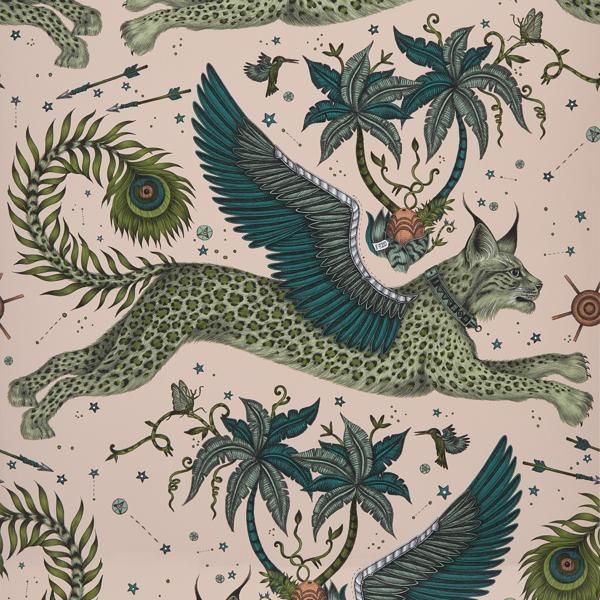 Sample W0118/05 Lynx Pink Animal/Insect Clarke And Clarke Wallpaper