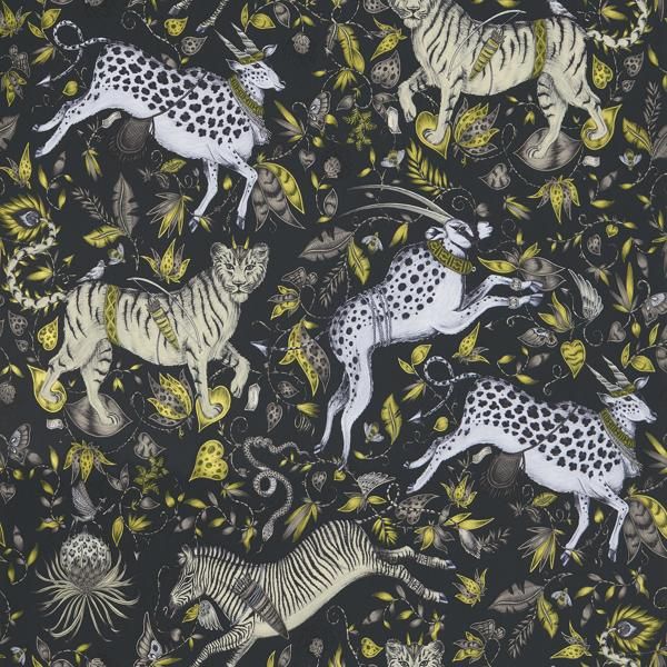Sample W0119/02 Protea Grey Animal/Insect Clarke And Clarke Wallpaper